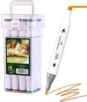 Vignette Stationery Dual Felt Tip Alcohol Base Professional Graphic Colour Drawing Art Markers Textas Pen Set Fine Broad Nib Double End with Bucket Artist Kids Teen Back to School Gift Texters Kit 12