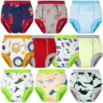 BIG ELEPHANT 10-Packs Training Underwear Absorbent Unisex Toddler Potty Trained Pants, 100% Cotton,7-8Y