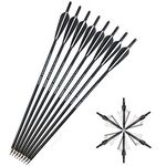 SHARROW 20" Crossbow Bolts Arrows 22" Carbon Arrows with 4" Vanes Replaceable Broadhead for Archery Practise Hunting Crossbow Arrows (Black, 20")