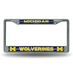 Rico Industries NCAA Michigan Wolverines Classic Bling License Plate Chrome Frame 12" x 6", Team Color