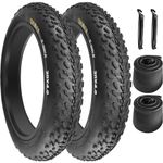 SIMEIQI 20" E-Bike Fat Tires 20 x 4.0 Folding Bead Tire for Electric Bicycles or with AV32mm Tubes Compatible Wide Mountain Snow Bike Tire (2 Tires 2 Tubes)