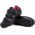 Tommaso Pista Stylish Women's Cycling Shoes, Road Bike, Indoor Cycling, Compatible with All Cleats, Black/Pink, 9