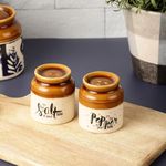 EK DO DHAI Earthy Ceramic Salt & Pepper Shaker | Dispenser with Perfect Holes | Suitable for Home + Cafe + Dining Table + Kitchen | Set of 2