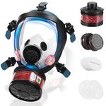 SupMusk Gas Mask, Full Face Gas Masks Survival Nuclear with 40mm Activated Carbon Filter, Reusable Silicone Respirator Mask for Gases, Organic Vapor, Chemical & Particulate, Spray Painting Grinding