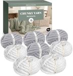 Jumbo Chenille Chunky Yarn for Crocheting - Super Bulky Fluffy Chunky Yarn for Hand Knitting - Extra Thick Soft Blanket Big Yarns 8 Jumbo Pack (27yds,8 oz Each Skein)