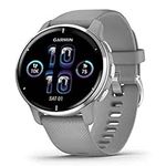 Garmin Venu 2 PLUS, AMOLED GPS Smartwatch with All-day Advanced Health and Fitness Features, Voice Functionality, Music Storage, Wellness Smartwatch with up to 9 days battery life, Powder Grey