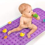 Sheepping Baby Bath Mat Non Slip Extra Long Bathtub Mat for Kids 40 X 16 Inch - Eco Friendly Bath Tub Mat with 200 Big Suction Cups,Machine Washable Shower Mat (Purple)