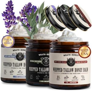 Organic Beef Tallow for Skin - 4 OZ (Pack of 3) — US-Made Grass Fed Beef Tallow for Face + Body — Whipped Tallow and Honey Balm Moisturizer for Dry and Sensitive Skin, Eczema, Rosacea (No Additives)