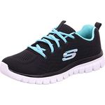 Skechers Women's Graceful Get Connected Sneaker, Black Mesh Turquoise Trim, 8 UK