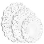 Yolev 150Pcs Round Paper Doilies, 3 Sizes White Doilies Lace Paper for Buffet Cake Fried Food Party Wedding Tableware Decoration (6.5 Inch 7.5 Inch 8.5 Inch)