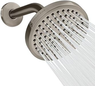 SparkPod 6" Rain Shower Head - High Pressure Rainfall - Tool-Less 1-Min Installation - Elegant Brushed Nickel Finish - Includes 6" Shower Arm - Step Into A Luxury Spa Experience - Gain Space And Style