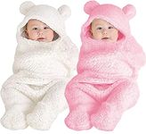 BRANDONN Baby Blankets New Born Combo Pack of Wearable Swaddle Wrapper Security Blanket for Kids for 0-6 Month Babies (White, Pink, 70 cm x 70 cm)