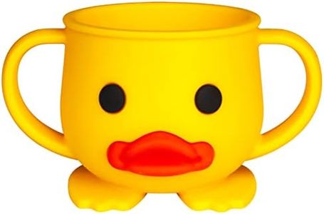Taza para niños pequeños, taza de entrenamiento de silicona, taza de destete LED para bebés con doble mango, taza abierta para bebés, irrompible, 7 onzas, 6+ meses (Copa-Amarillo)