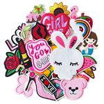 Harsgs 30pcs Iron on Patches for Girls, Embroidered Sew On/Iron On Patches Applique for Clothes, Dress, Hat, Jeans, Pant, Shoe,Bags…