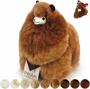 Inkari Alpaca Soft Toy – Cute Plush Alpaca Toy of Natural Alpaca Wool – Super Fluffy Fur Llama Stuffed Animal Toy – Handmade, Alpaca Plushie - Valentines, Birthday Gift with Cool Accessories.