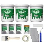 NADAMOO Tub and Tile Refinishing Kit, DIY Sink Bathtub Repair Kit, For Porcelain, Enamel, Acrylic, Fiberglass Surface, Easy Pour-on Application, Odorless White Bright Gloss Tub Coating - 3kg (Standard Bathtub Kit)