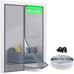 TheFitLife Fiberglass Magnetic Screen Door - Heavy Duty Mesh Curtain with Full Frame Hook and Loop Powerful Magnets That Snap Shut Automatically - Black 48"x83" Fits Door Size up to 46"x82" Max…