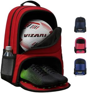 Vizari Soccer Backpack With Ball Compartment and Vented Ball Pocket and Mesh Side Cargo Pockets for Adults and Teens