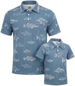 Unique Baby Boys Daddy and Me Matching Fish Pattern Polo Shirt (2Y, Blue)