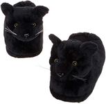 Silver Lilly Black Cat Slippers - Plush Novelty Animal Costume House Shoes w/Comfort Foam (S)