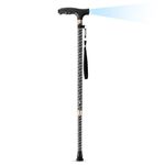 Height Adjustable Walking Sticks for Women and Men, OOCOME Adjustable Walking Cane with LED Light and Rubber Tips, Aluminium Walking Stick for Elderly Arthritis Seniors and Disabled