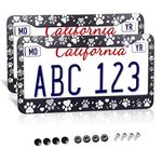 Dog Paw License Plate Frames,Paw License Plate Frames ,paw Print License Plate Covers Cat Paw Print Car Tag Frame Holder Stainless Aluminum 2 Pack 2 Holes Car Accessories Decorative Inch for Women