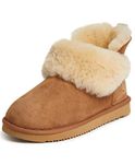 Dearfoams Women's Fireside Shearling Water Resistant Indoor/Outdoor Foldover Boot Ankle, Chestnut, Numeric_9