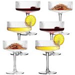 VIFVOR 6 Pcs Ribbed Coupe Cocktail Glasses, 10 oz Classic Old Styling Martini Glass Set with Gift Box Packaging Elegant Hand Blown Manhattan Goblet for Cocktail, Champagne, Bar and Gift (6)