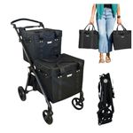 Black VOOMcart Personal Collapsible Grocery Cart with Wheels and Removable Baskets