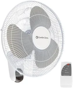 Comfort Zone 16" Quiet 3-Speed Wall Mount Fan with Remote Control, Timer and Adjustable Tilt, Ideal for Home, Bedroom, Gym & Office, CZ16WR