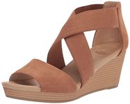 Dr. Scholl's Shoes Women's Barton Band Wedge Sandal, Brown Microfiber, 6