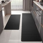 COLOR&GEOMETRY 2 Pieces Anti Fatigue Kitchen Rugs, Kitchen Mats Non Slip Washable, Heavy Duty, Kitchen Runner Waterproof, Easy To Clean, Kitchen Floor Mat Oil Resistant(Black, 44x75cm+44x180cm)