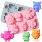 OURASHERO 2 Pack Chocolate Molds Different Owl Shapes Silicone Molds for Cake Gummy Jello Ice Cube Crayon, Cake Decoration Soap Molds Silicone Baking Mold Making Kit, Lovely & Fun for Kids