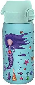 ion8 Botella de Agua para Niños, 350ml, a Prueba de Fugas, Fácil de Abrir, Cerradura Segura, Apta para Lavavajillas, Sin BPA, Asa de Transporte, Fácil de Limpiar, Neutro en Carbono, Diseño Sirenas