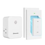 DEWENWILS Remote Control Outlet, Wireless Wall Light Switch with 2 Side Outlets, No Wiring Remote Outlet Switch, 15A/1875W, 100FT Range, ETL Listed, Programmable(2 Switches and 1 Receiver)