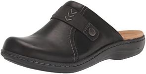 Clarks Women's Laurieann Ella Clog, Black Leather, 6.5 US