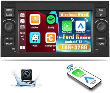 CAMECHO 1G+32G Android Wireless CarPlay Android Auto Autoradio para Ford Fiesta Focus Kuga Transit Connect Mondeo S-MAX, Pantalla Táctil de 7" con BT Mirror Link GPS FM RDS WiFi SWC Cámara de Marcha