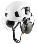 Safety Helmet Hard Hat with Visor and Ear Protection Adjustable Lightweight Vented ABS Work Helmet for Men and Women 6-Point Suspension ANSI Z89.1 Approved Ideal for Industrial & Construction