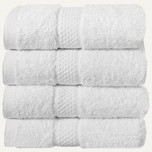 Briarwood Home® Grace 4-Pack Hand Towel - 16”x30”, 100% Combed Cotton, 600 GSM Ultra-Soft, Quick Dry & Highly Absorbent – Lightweight & Compact for Spa, Gym, Kitchen & Face Use – White