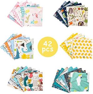 Tela Algodon Telas Patchwork, GuKKK 42 Piezas 25 x 25 cm Tela Algodon para Coser, DIY Floral Telas Patchwork Material, para la Decoración de Costura Artesanal Costura de Acolchado de Scrapbooking (42)