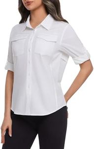 Trailux Women's Sun Protection Shirts Long Sleeve Quick Dry Lightweight Breathable UPF50+ for Hiking Fishing Travel Camping White Small