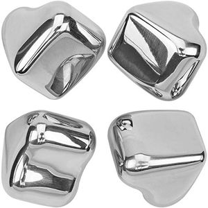 Southern Homewares Heart Shape Stainless Steel Chilling Ice Cubes Reusable For Whiskey Wine Beverage Set of 4