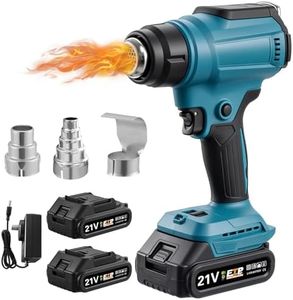 Teodute 21V Cordless Heat Gun for 18V Battery, 550°C Fast Heating Hot Air Gun with 3 Nozzles, Overheat Protection for DIY, Shrink Tubing, Paint Stripping & Vinyl Wrapping