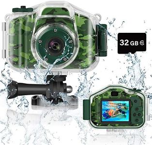 DEKER Kids Camera Underwater Waterproof Camera for Best Christmas Birthday Gifts for Boys Girls Age 3-12 HD Digital Video Camera Mini Children Camcorder Camera 2 Inch IPS Screen with 32GB Card (Green)