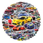 Sports Car Stickers for Kids Teens Boys Girls, Vinyl Waterproof Stickers for Computer Laptop Flasks Water Bottle Cup Bike Phone Helmet Tablet Car Bumper, Trendy Car Decals Pack[Racing Car-102Pcs]