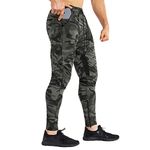 BROKIG Men Stripe Gym Joggers Pants, Causal Tapered Workout Sweatpants Jogging Sweat Track Pants with Zipper Pocket (Camo Green, Medium)