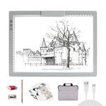 A4 Light Box with Carry Bag, Rechargeable LED Light Pad with 6 Level Brightness, Tracing Pad for Artists Drawing Sketching Animation Tracing Calligraphy, Wireless Battery Powered Light Pad(Grey)