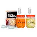 Gutbasket DIY Vegetable Fermentation Kit - Glass Jar 1 L (2 Jars), Glass Fermentation Weight, Lids, Airlock and Recipe Book with 10 Recipes | Ideal for Sauerkraut, Pickled Vegetables and Kimchi