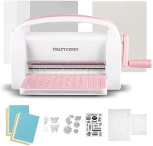 CraftGenes Manual Die Cutting Machine and Embossing Machine, 9'' Opening Size for Cardmaking, Scrapbooking, and DIY Crafts – Foldable Complete Set with A4 Die Cuts, Embossing Folders, and Plates(Pink)