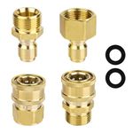 4pcs M22-14mm to 1/4in Pressure Washer Adapter Set, Power Washer Fittings Adapter Pressure Washer Fast Connect Kit to 1/4in Fast Connect & Quick Release Disconnect for Power Washer Hose Pump 5000 PSI